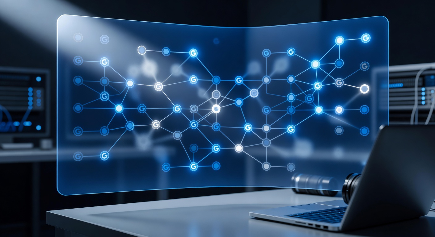 Network graphic representing Google indexing and search visibility