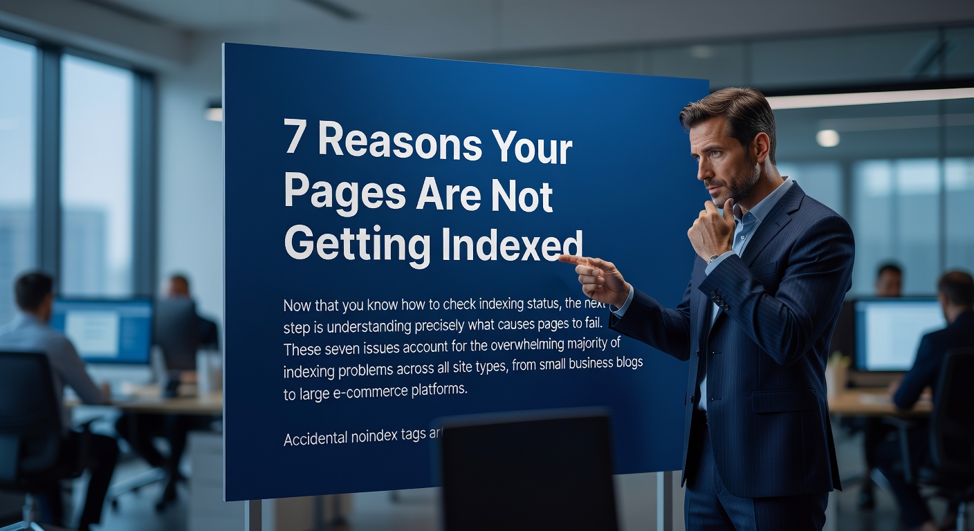 Consultant presenting seven reasons pages are not getting indexed