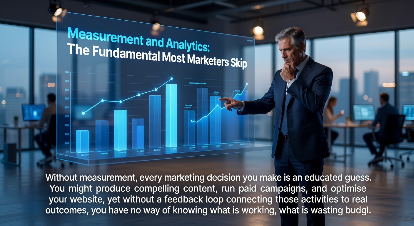 Marketing analytics dashboard showing performance data and measurement fundamentals