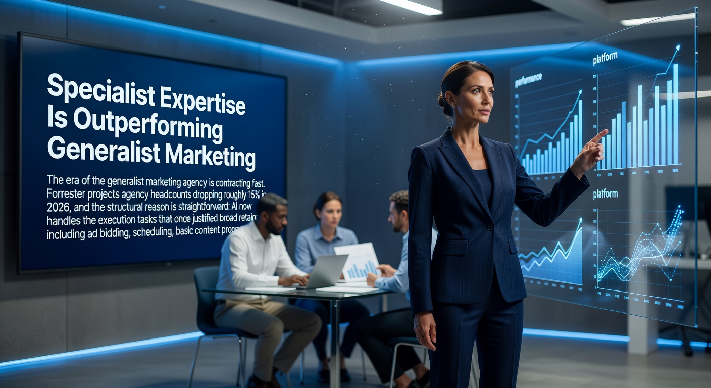 Specialist marketing leader reviewing performance data with a team