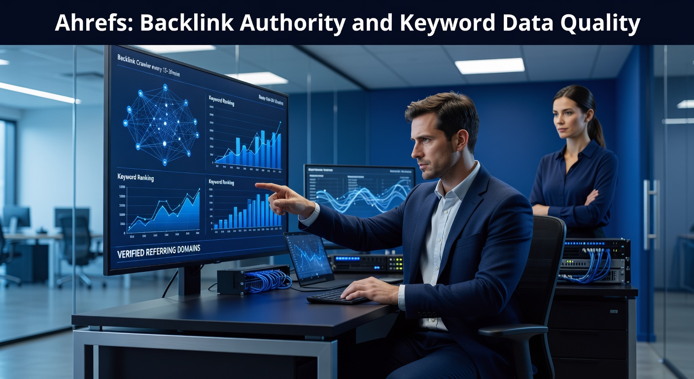 Consultant reviewing SEO tool ROI analytics dashboard